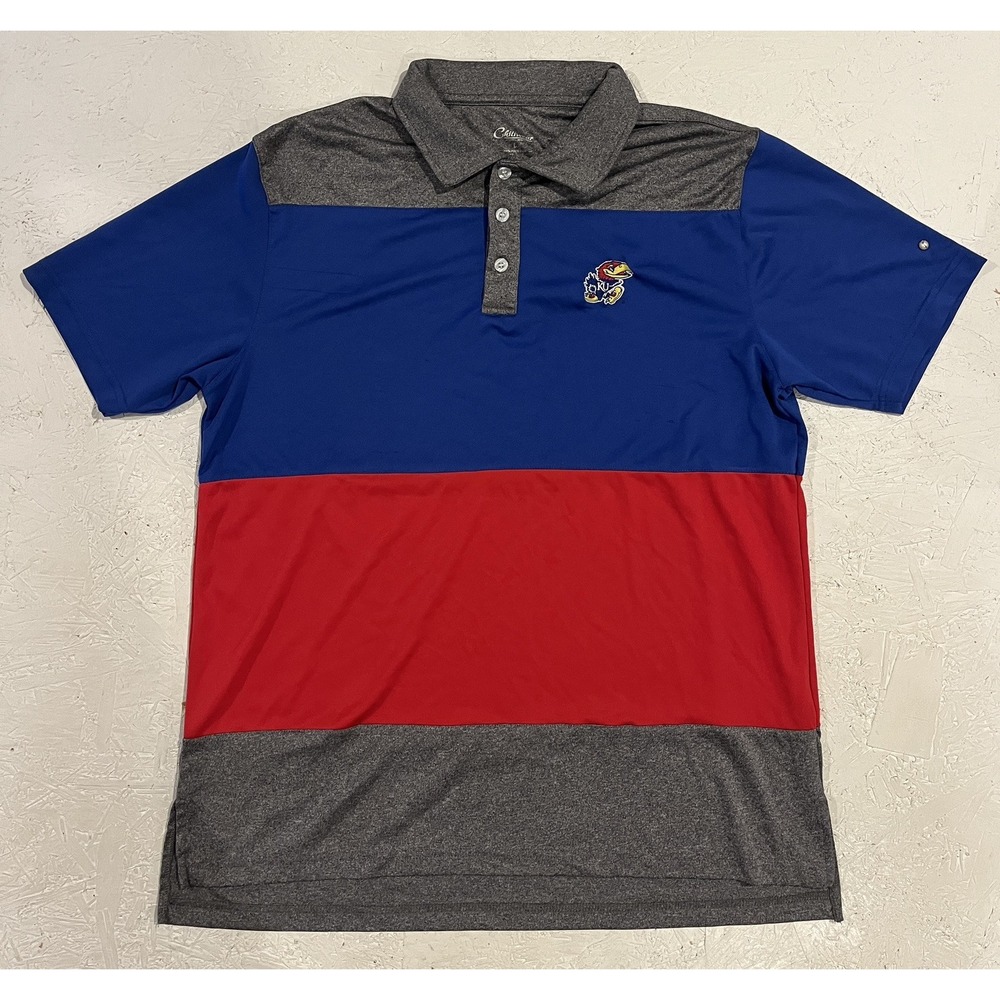 Chiliwear Kansas Jayhawks‎ Polo Shirt Mens Large Blue Red College Football